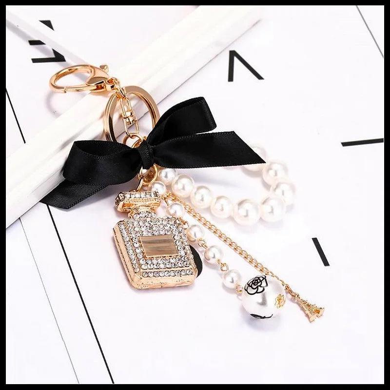 Crystal Perfume Bottle Keychain Bag Car Purse Key Chain Ring Pendant Jewelry