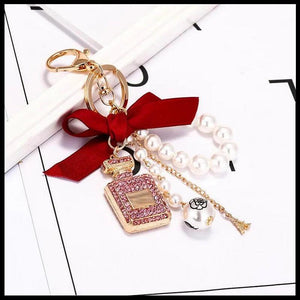 Crystal Perfume Bottle Keychain Bag Car Purse Key Chain Ring Pendant Jewelry