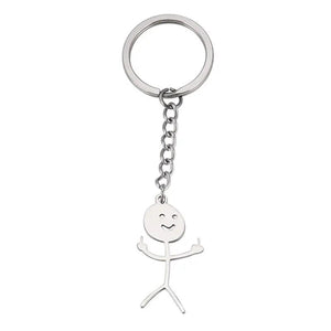 1PCS Middle Finger Stickman Keychain School Bag Car Key Pendant Trinket Gift
