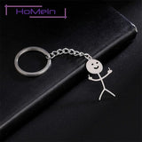 1PCS Middle Finger Stickman Keychain School Bag Car Key Pendant Trinket Gift