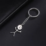 1PCS Middle Finger Stickman Keychain School Bag Car Key Pendant Trinket Gift