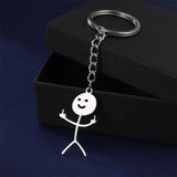 1PCS Middle Finger Stickman Keychain School Bag Car Key Pendant Trinket Gift