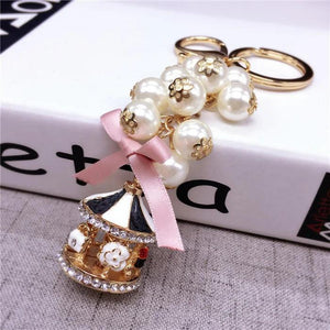 Carousel Pearl Keychain Ladies Bag Buckle Pendant