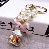 Carousel Pearl Keychain Ladies Bag Buckle Pendant