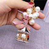 Carousel Pearl Keychain Ladies Bag Buckle Pendant