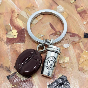 Coffee Keychain, Pendant, Resin Beans, Backpack Charm