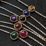 Colorful Agates Charm Bracelets Small Rice Pearl Strand Reiki Healing Chakra Aga