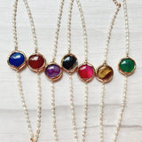 Colorful Agates Charm Bracelets Small Rice Pearl Strand Reiki Healing Chakra Aga