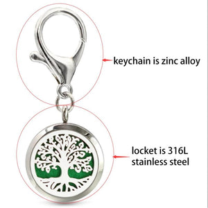 Boy Girl Key Chain Essential Oil Perfume Diffuser 30mm Locket with Clasp Ring