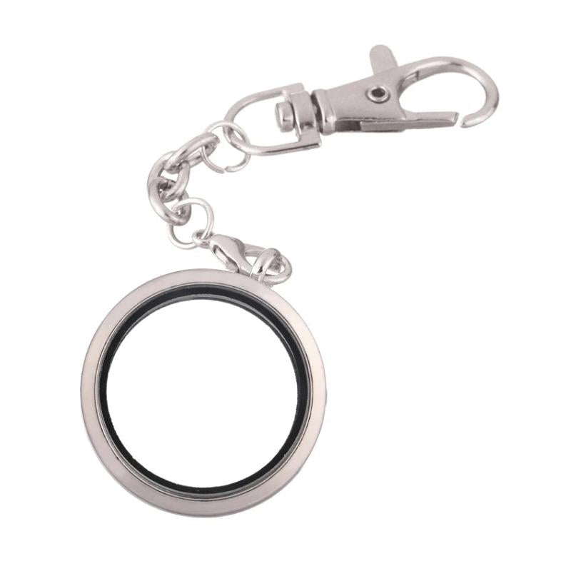 30mm Floating Charm Locket Keychain DIY Twist Memory Glass Key Ring
