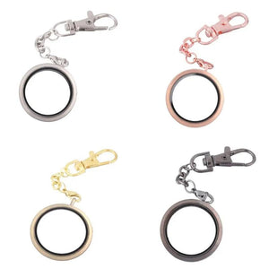 30mm Floating Charm Locket Keychain DIY Twist Memory Glass Key Ring