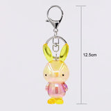 Acrylic Rabbit Keychains Couple Key Chain Bag Pendant Car Key Ring