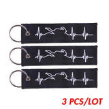 Biker Heartbeats Embroidery Key Chain 3 PCS/LOT