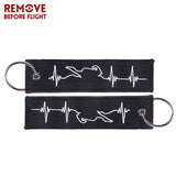 Biker Heartbeats Embroidery Key Chain 3 PCS/LOT