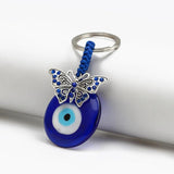 Butterfly Owl Tortoise Evil Eye Pendant Keychain Silver Key Chain Holder Jewelry