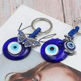 Butterfly Owl Tortoise Evil Eye Pendant Keychain Silver Key Chain Holder Jewelry