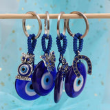 Butterfly Owl Tortoise Evil Eye Pendant Keychain Silver Key Chain Holder Jewelry