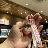 Strawberry Backpack Cartoon Keychain Bell Keyring Resin Couple Pendant