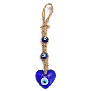 Evil Eye Pendant Wall Hanging Braided Rope Chain Tassel Heart Star Keychain