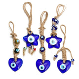 Evil Eye Pendant Wall Hanging Braided Rope Chain Tassel Heart Star Keychain