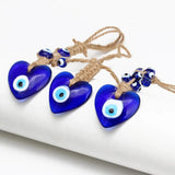 Evil Eye Pendant Wall Hanging Braided Rope Chain Tassel Heart Star Keychain