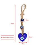 Evil Eye Pendant Wall Hanging Braided Rope Chain Tassel Heart Star Keychain
