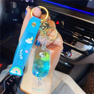Panda Keychain with Cartoon Acrylic Pendant