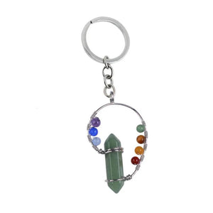 FYSL Silver Plated Chakra Quartz Stone Key Chain