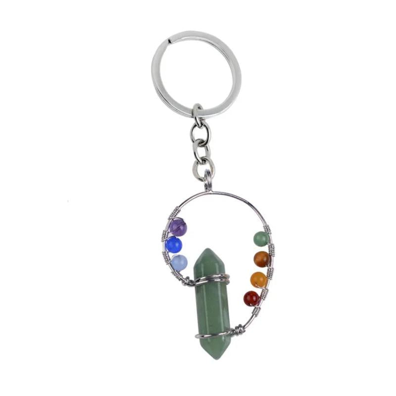 FYSL Silver Plated Chakra Quartz Stone Key Chain