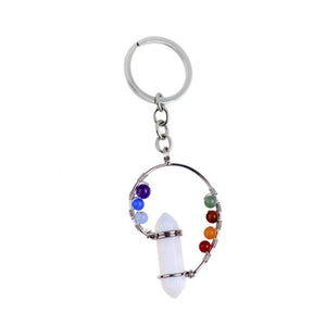 FYSL Silver Plated Chakra Quartz Stone Key Chain