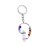 FYSL Silver Plated Chakra Quartz Stone Key Chain