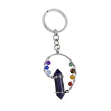 FYSL Silver Plated Chakra Quartz Stone Key Chain