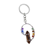 FYSL Silver Plated Chakra Quartz Stone Key Chain