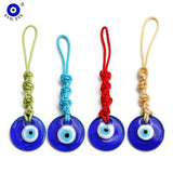 Glass Evil Eye Pendant Keychain Braided Rope Key Chain