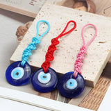 Glass Evil Eye Pendant Keychain Braided Rope Key Chain