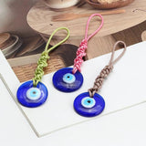 Glass Evil Eye Pendant Keychain Braided Rope Key Chain