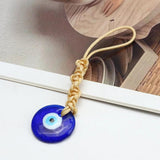 Glass Evil Eye Pendant Keychain Braided Rope Key Chain