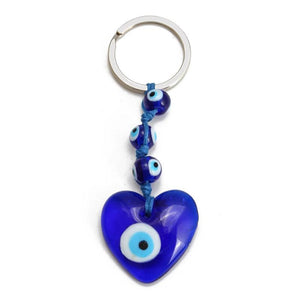 Glass Evil Eye Pendant Keychain Heart Star Water Drop Key Chain Jewelry