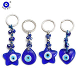Glass Evil Eye Pendant Keychain Heart Star Water Drop Key Chain Jewelry
