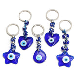 Glass Evil Eye Pendant Keychain Heart Star Water Drop Key Chain Jewelry