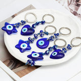 Glass Evil Eye Pendant Keychain Heart Star Water Drop Key Chain Jewelry
