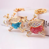 Korean-Style Flying Elephant Key Chain Crystal Set Animal Metal Pendant