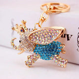 Korean-Style Flying Elephant Key Chain Crystal Set Animal Metal Pendant