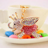 Korean-Style Flying Elephant Key Chain Crystal Set Animal Metal Pendant