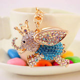 Korean-Style Flying Elephant Key Chain Crystal Set Animal Metal Pendant