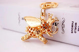 Korean-Style Flying Elephant Key Chain Crystal Set Animal Metal Pendant