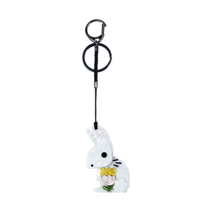 Acrylic Rabbit Keychain Stainless Steel Key Ring for Women Girls