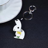 Acrylic Rabbit Keychain Stainless Steel Key Ring for Women Girls