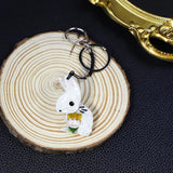 Acrylic Rabbit Keychain Stainless Steel Key Ring for Women Girls