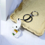 Acrylic Rabbit Keychain Stainless Steel Key Ring for Women Girls